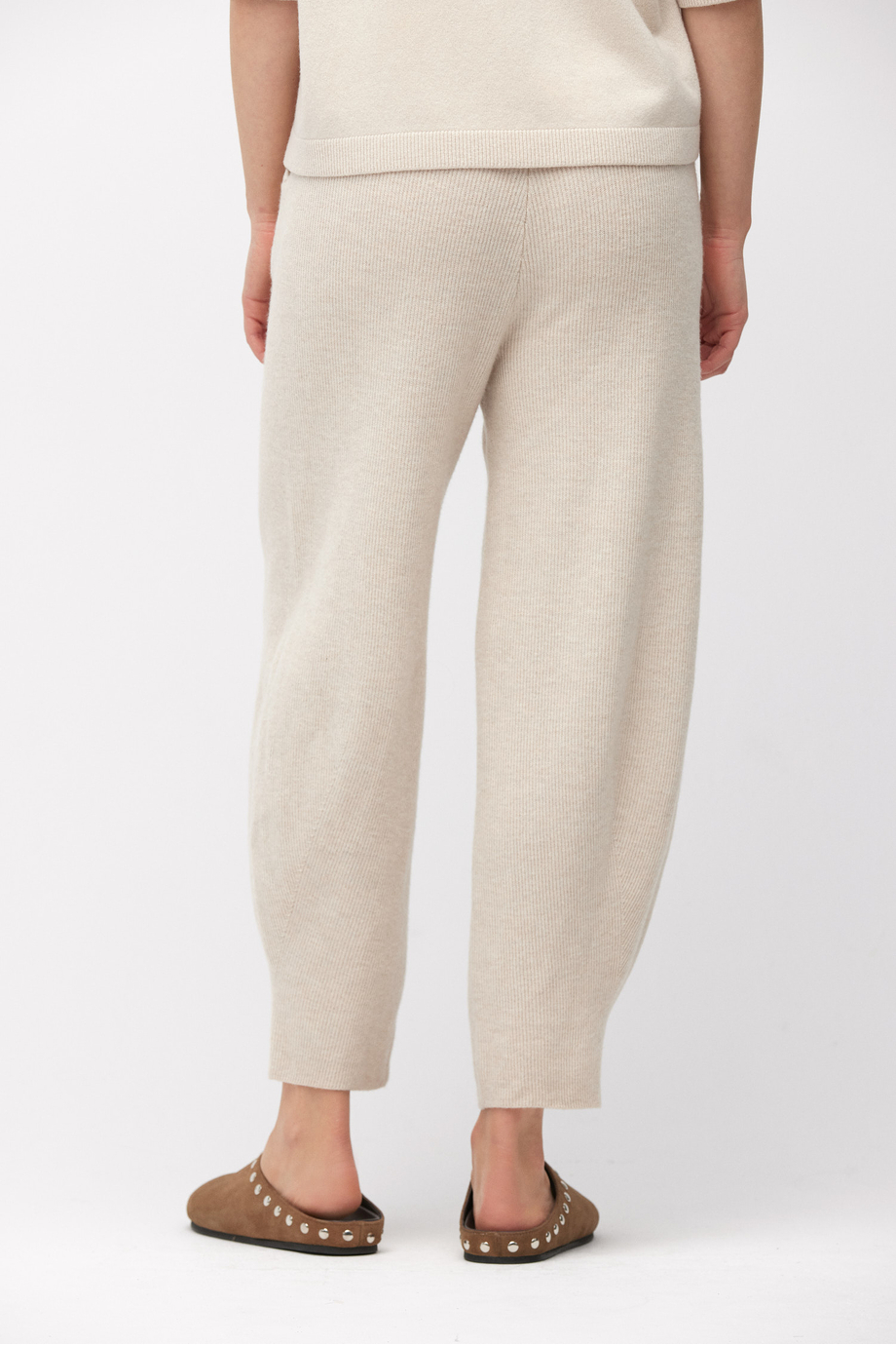 Szare dzianinowe spodnie z wełny merynosowej damskie - Patrizia Aryton Szare dzianinowe spodnie z wełny merynosowej damskie - Patrizia Aryton