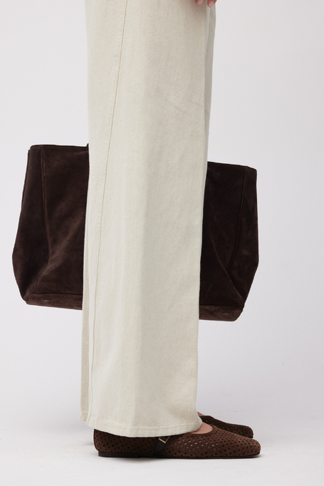 Beżowe jeansy z szeroką nogawką damskie - Patrizia Aryton