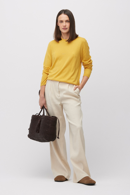 Żółta bluzka z wełny merynosowej z długim rękawem damska - Patrizia Aryton