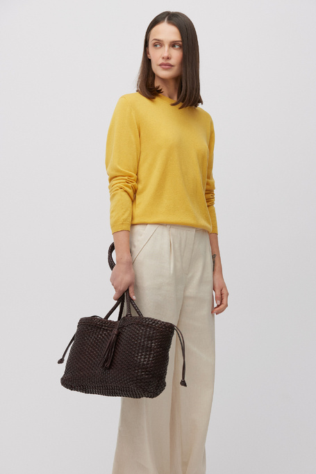 Żółta bluzka z wełny merynosowej z długim rękawem damska - Patrizia Aryton