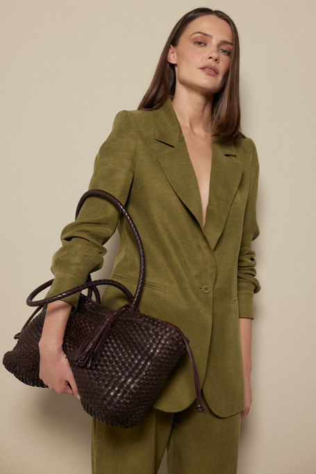 Zielony żakiet do garnituru z lyocellu i lnu damski - Patrizia Aryton