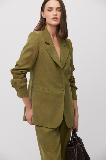 Zielony żakiet do garnituru z lyocellu i lnu damski - Patrizia Aryton