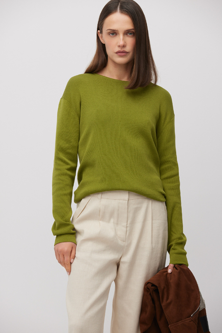 Zielona bluzka z bawełną i jedwabiem damska - Patrizia Aryton