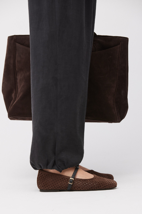 Brązowe baleriny ze skóry zamszowej damskie - Patrizia Aryton