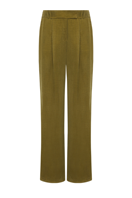 Zielone spodnie z lnu i lyocellu do garnituru damskie - Patrizia Aryton