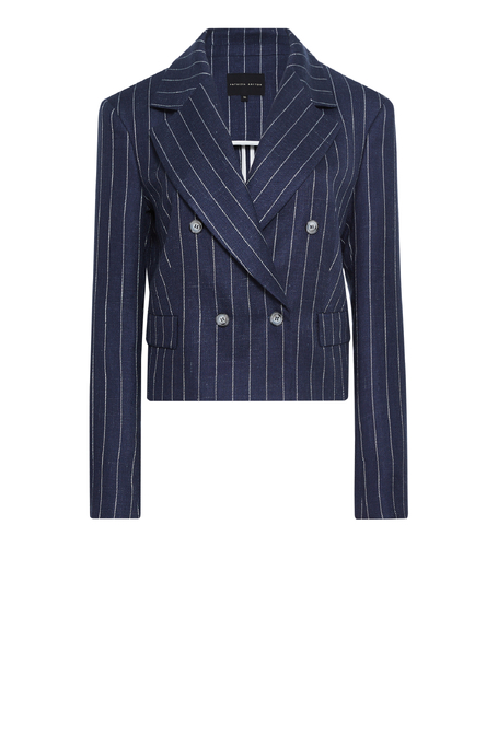 Granatowy pudełkowy żakiet w tenis damski - Patrizia Aryton Granatowy pudełkowy żakiet w tenis damski - Patrizia Aryton