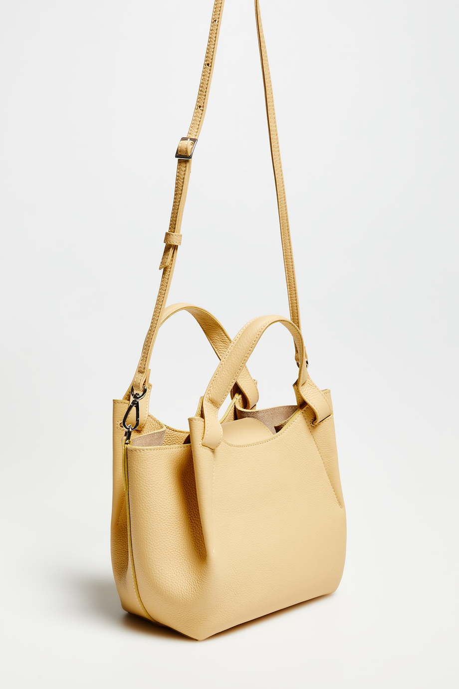 Skórzana żółta torebka o średniej wielkości damska - Patrizia Aryton Skórzana żółta torebka o średniej wielkości damska - Patrizia Aryton