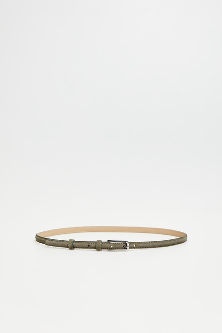 Zielony pasek ze skóry zamszowej damski - Patrizia Aryton