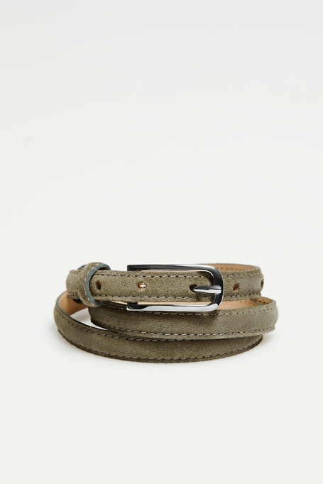 Zielony pasek ze skóry zamszowej damski - Patrizia Aryton