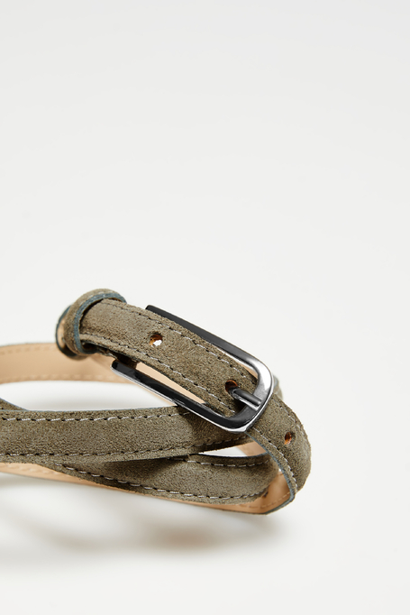 Zielony pasek ze skóry zamszowej damski - Patrizia Aryton