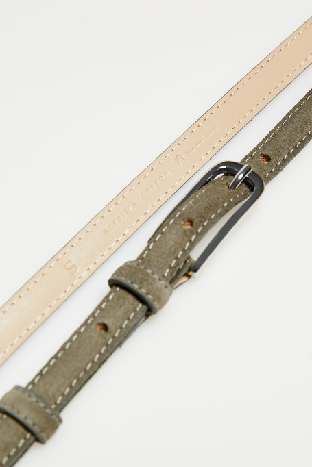 Zielony pasek ze skóry zamszowej damski - Patrizia Aryton