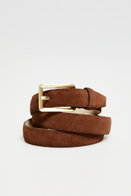 Brązowy pasek ze skóry zamszowej