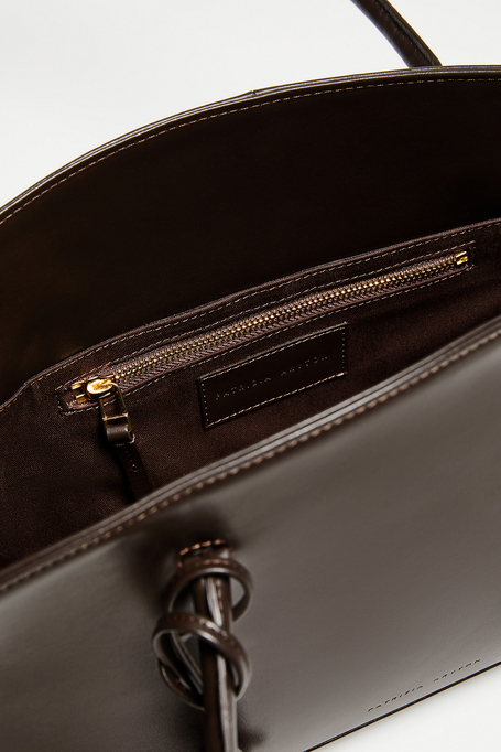 Brązowa skórzana torebka z chwostami damska - Patrizia Aryton