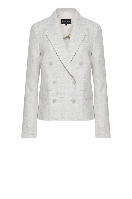 Beżowy lniany żakiet do garnituru damski - Patrizia Aryton