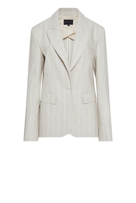 Bawełniano-lniany żakiet beżowy w tenis