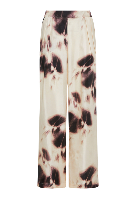 Szerokie jedwabne spodnie w deseń damskie - Patrizia Aryton