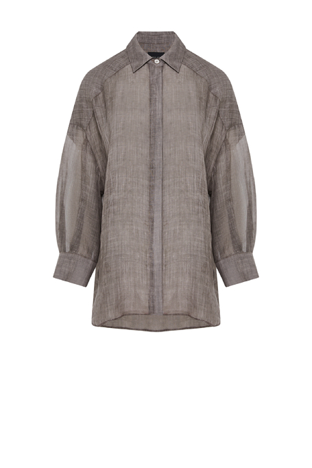 Brązowa luźna koszula z ramii damska - Patrizia Aryton