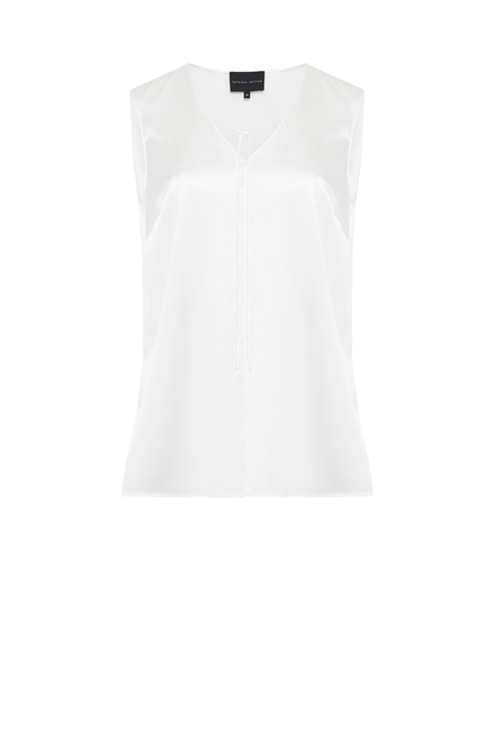 Biały top z jedwabiu damski - Patrizia Aryton