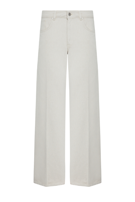 Beżowe jeansy z szeroką nogawką damskie - Patrizia Aryton