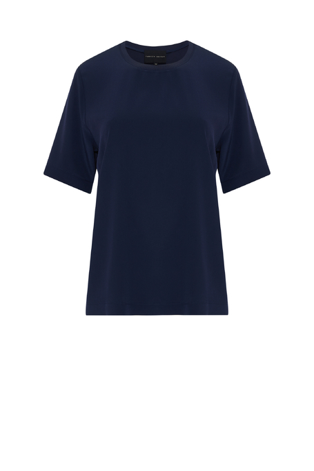 Granatowa bluzka Brigitte z jedwabiem damska - Patrizia Aryton