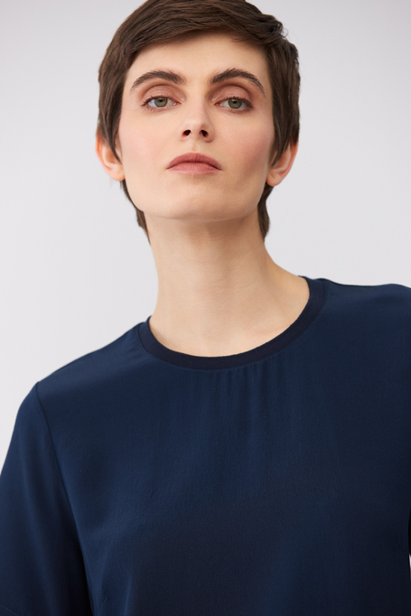 Granatowa bluzka Brigitte z jedwabiem