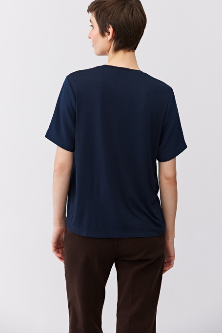 Granatowa bluzka Brigitte z jedwabiem damska - Patrizia Aryton