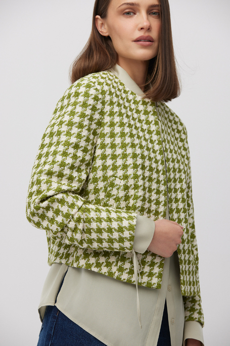 Pudełkowy żakiet w zieloną pepitkę