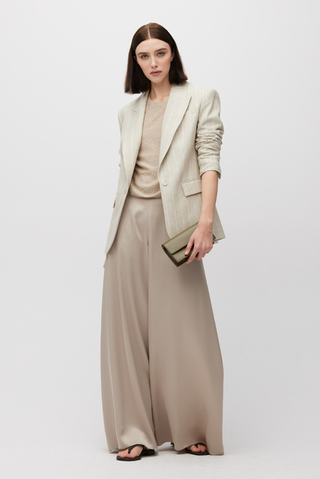 Bawełniano-lniany żakiet beżowy w tenis