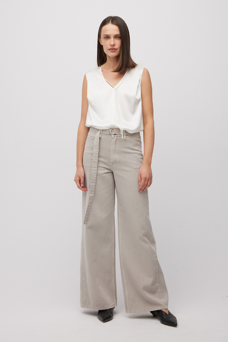 Biały top z jedwabiu damski - Patrizia Aryton