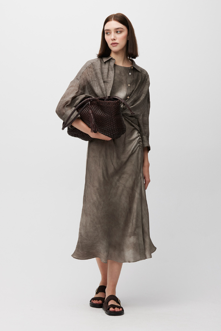 Jedwabna midi sukienka z rozcięciem - Patrizia Aryton