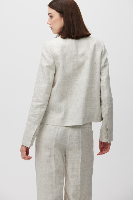 Beżowy lniany żakiet do garnituru damski - Patrizia Aryton