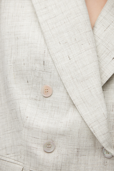 Beżowy lniany żakiet do garnituru damski - Patrizia Aryton
