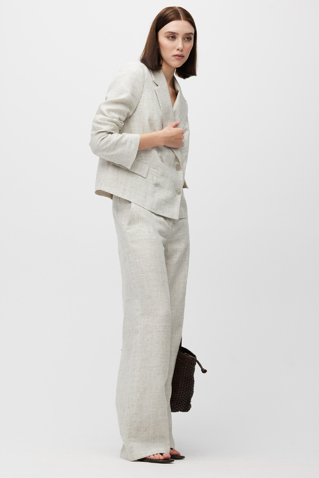 Szerokie beżowe spodnie do garnituru damskie - Patrizia Aryton