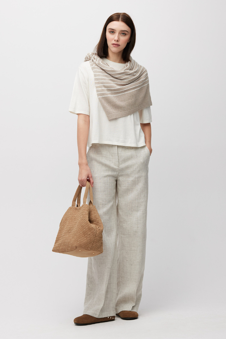 Szerokie beżowe spodnie do garnituru damskie - Patrizia Aryton