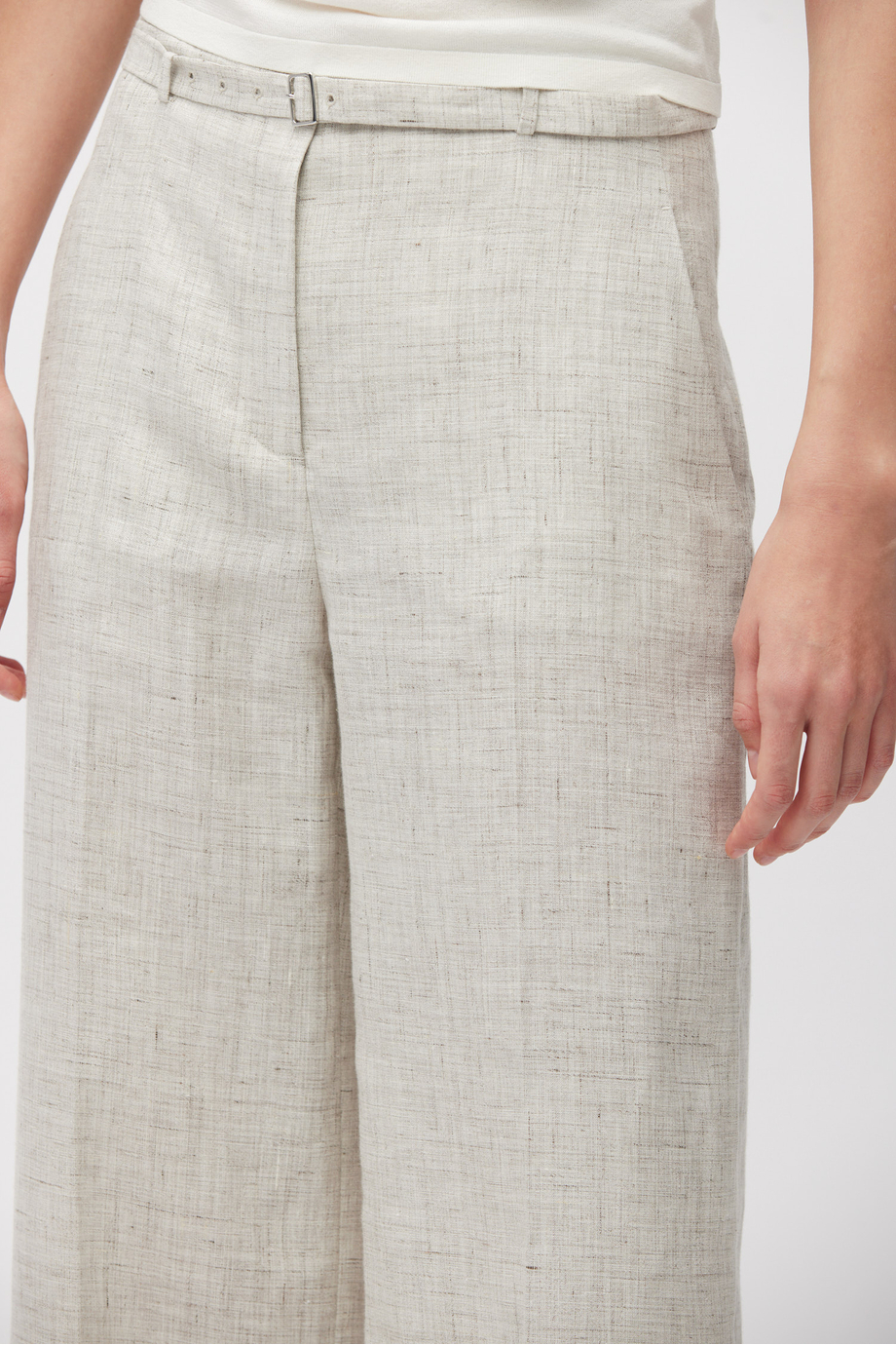 Szerokie beżowe spodnie do garnituru damskie - Patrizia Aryton Szerokie beżowe spodnie do garnituru damskie - Patrizia Aryton