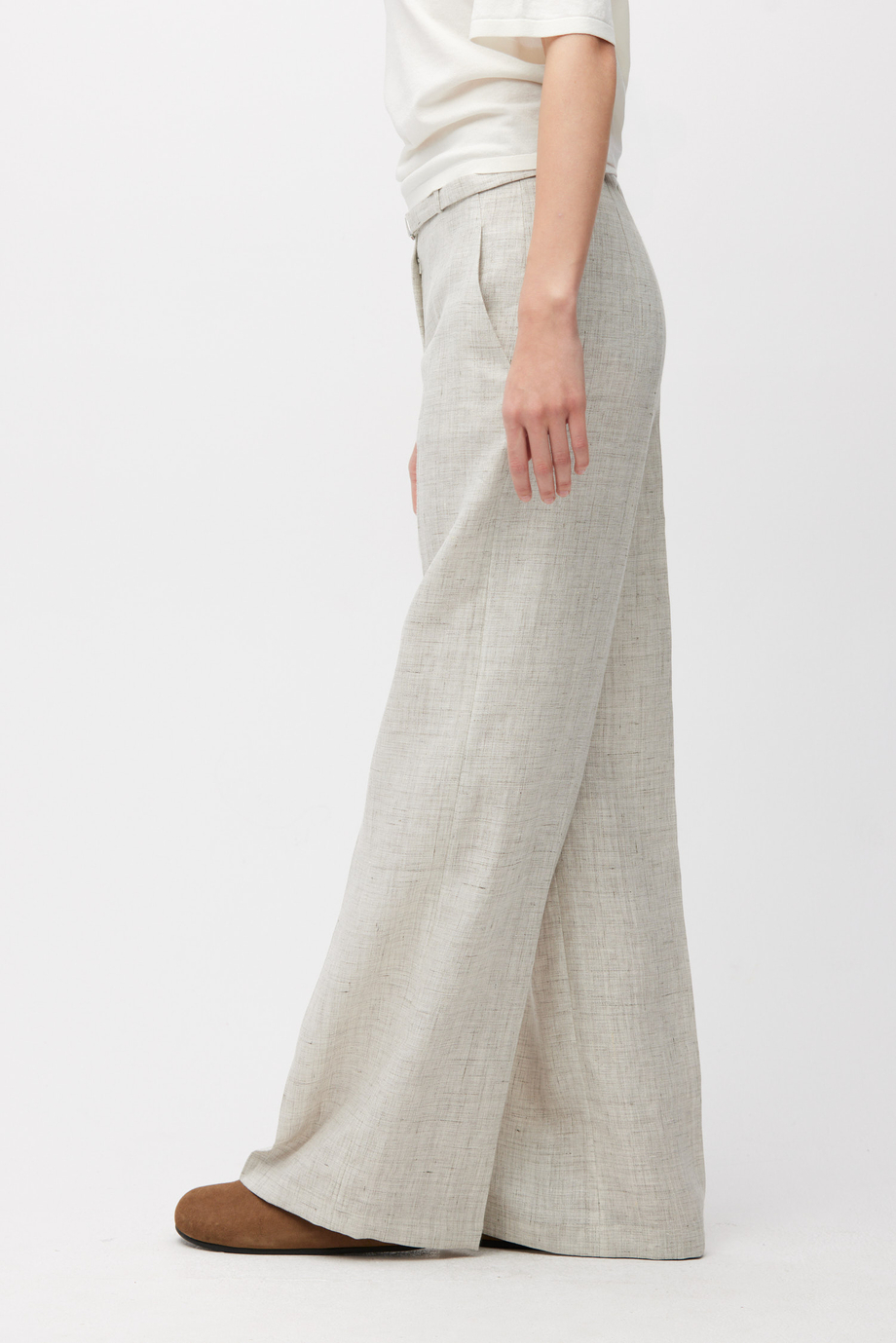 Szerokie beżowe spodnie do garnituru damskie - Patrizia Aryton Szerokie beżowe spodnie do garnituru damskie - Patrizia Aryton