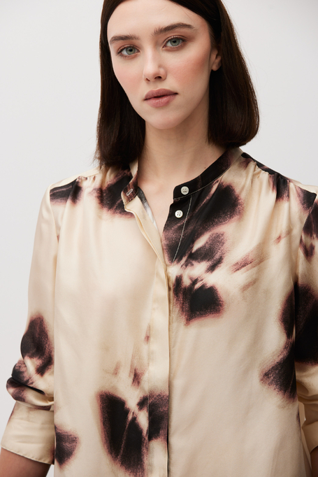 Jedwabna luźna koszula w deseń damska - Patrizia Aryton Jedwabna luźna koszula w deseń damska - Patrizia Aryton