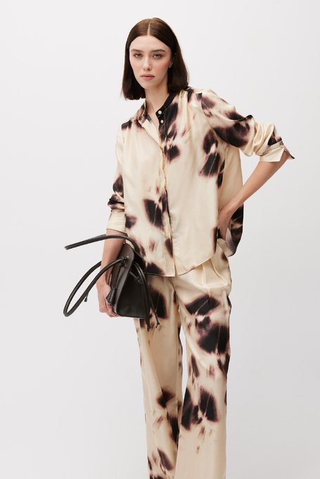 Jedwabna luźna koszula w deseń damska - Patrizia Aryton