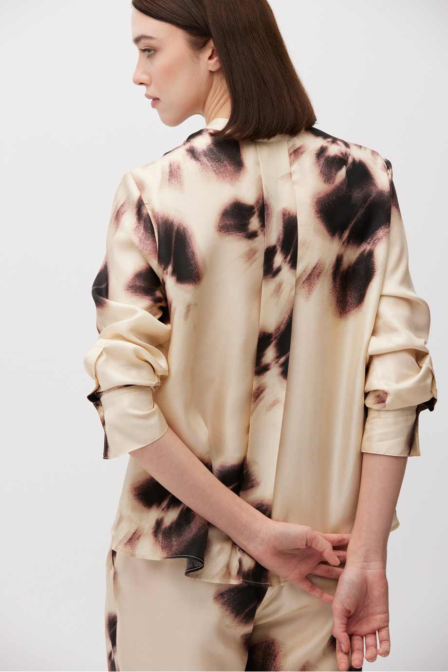 Jedwabna luźna koszula w deseń damska - Patrizia Aryton Jedwabna luźna koszula w deseń damska - Patrizia Aryton