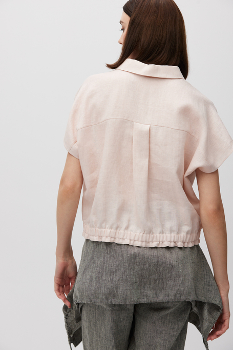 Bluzka z lnu w pudrowym różu
