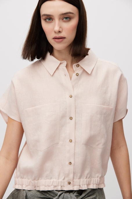 Bluzka z lnu w pudrowym różu Bluzka z lnu w pudrowym różu