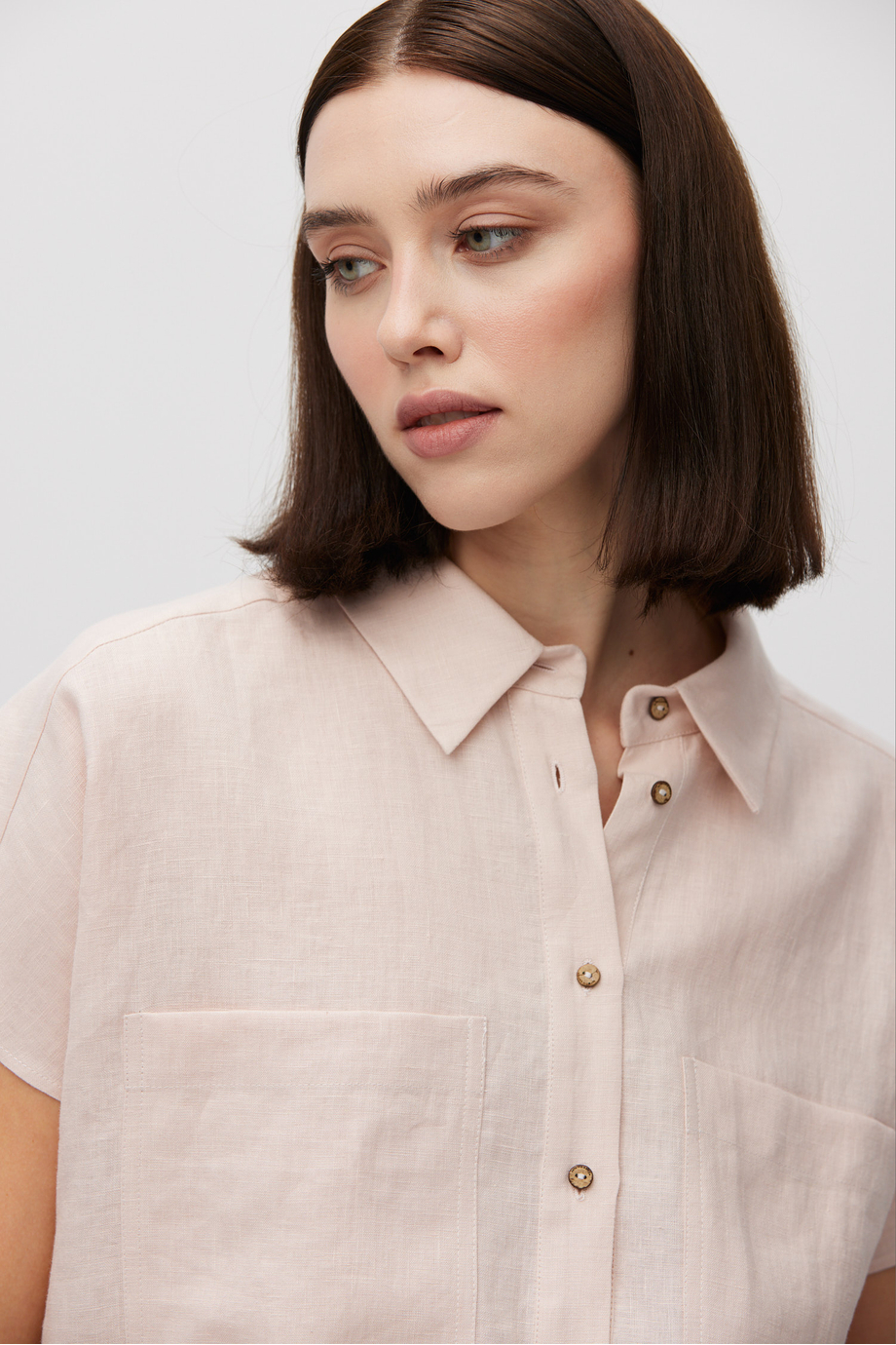 Bluzka z lnu w pudrowym różu Bluzka z lnu w pudrowym różu