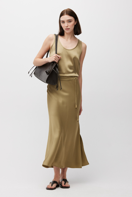 Zielona spódnica midi z wiskozy