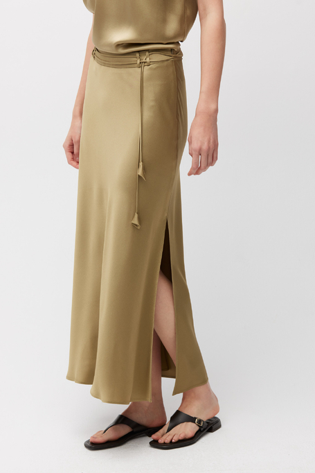 Zielona spódnica midi z wiskozy