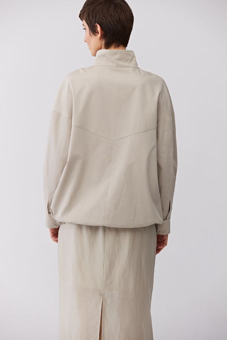 Bawełniana beżowa kurtka ze stójką damska - Patrizia Aryton