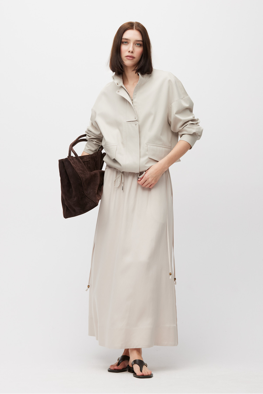 Beżowa spódnica maxi z mieszanki lnu i lyocellu - Patrizia Aryton Beżowa spódnica maxi z mieszanki lnu i lyocellu - Patrizia Aryton