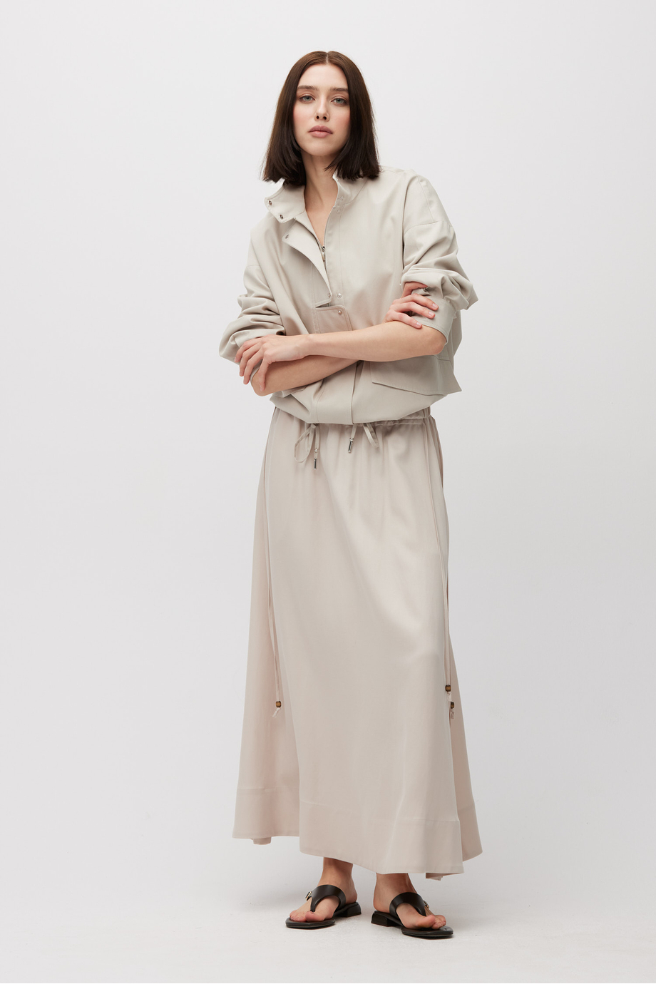 Beżowa spódnica maxi z mieszanki lnu i lyocellu - Patrizia Aryton Beżowa spódnica maxi z mieszanki lnu i lyocellu - Patrizia Aryton