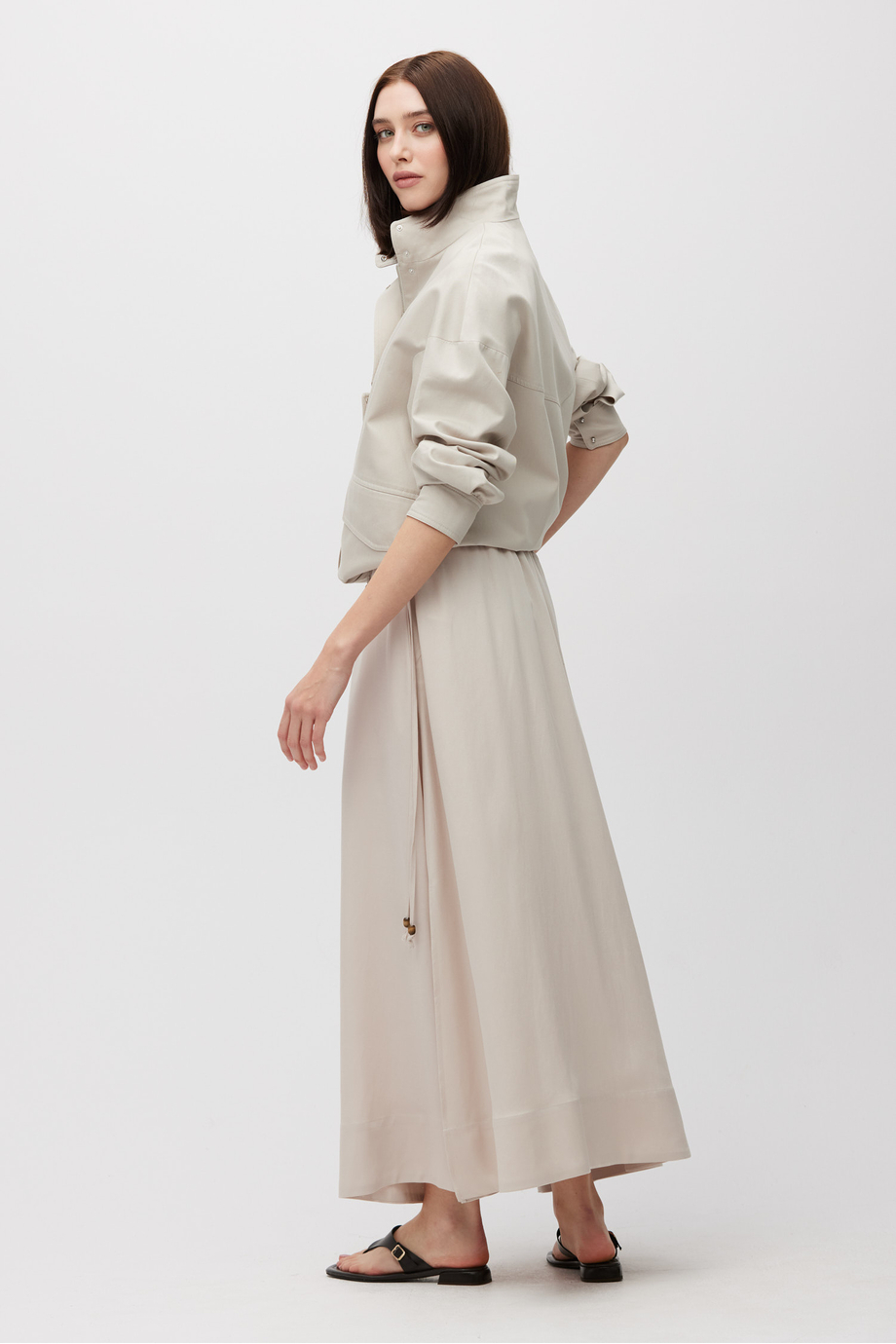 Beżowa spódnica maxi z mieszanki lnu i lyocellu - Patrizia Aryton Beżowa spódnica maxi z mieszanki lnu i lyocellu - Patrizia Aryton
