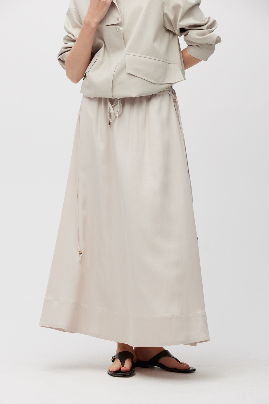 Beżowa spódnica maxi z mieszanki lnu i lyocellu - Patrizia Aryton Beżowa spódnica maxi z mieszanki lnu i lyocellu - Patrizia Aryton
