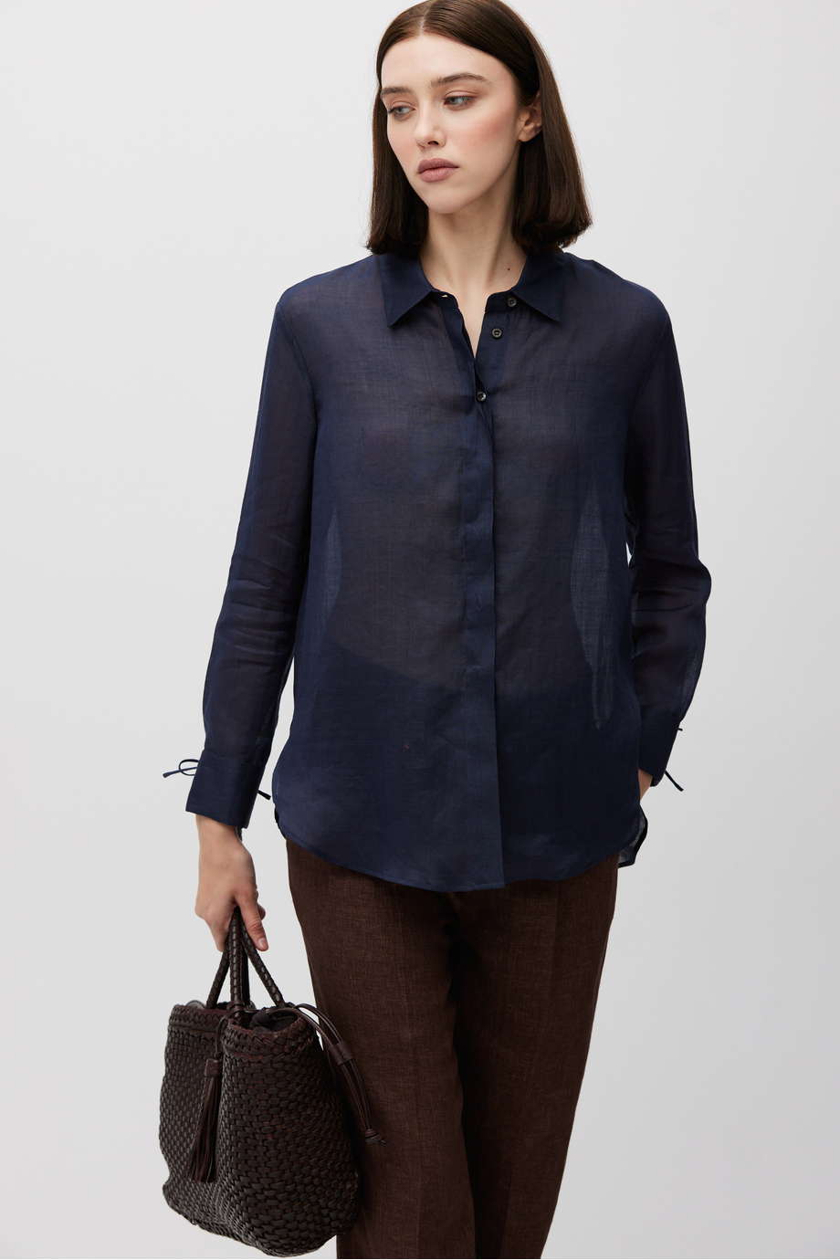 Granatowa koszula z ramii Granatowa koszula z ramii